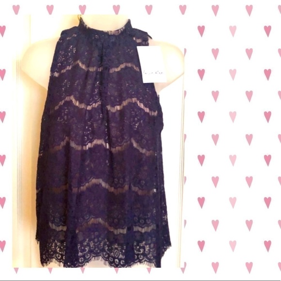 FULLY LINED 𝅺LOVE, Fire Blue Lace Sleeveless Top NWT - Picture 5 of 10